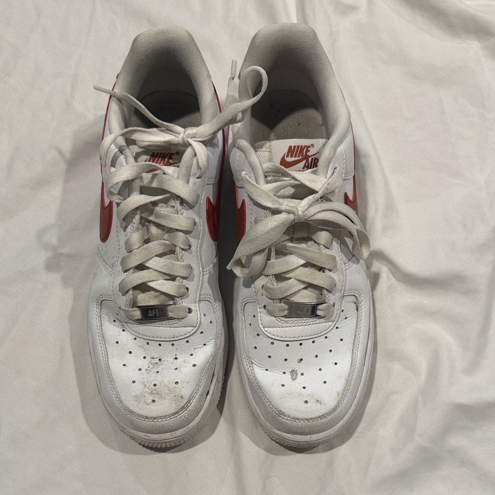 Nike White Leather Sneakers with burnt orange Swoosh